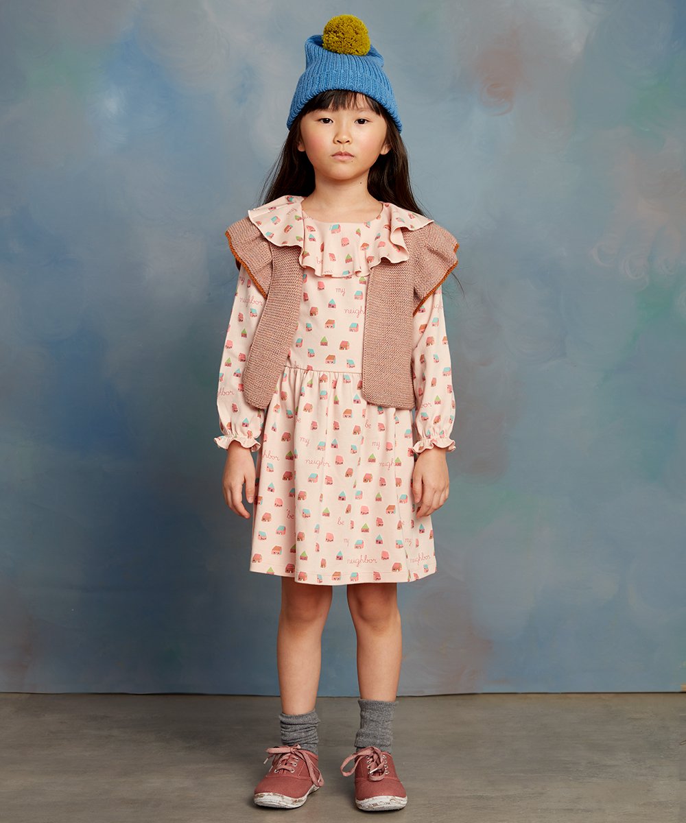 Oeuf Ruffle Collar Dress - Gardenia/House; Blush/House - 2/3Y, 3/4Y, 4 ... image.