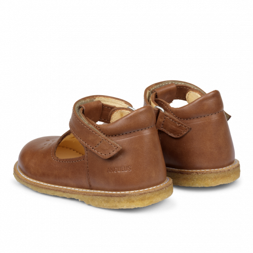 Angulus Mary Jane with Velcro and Hole Pattern Tan 24, 25