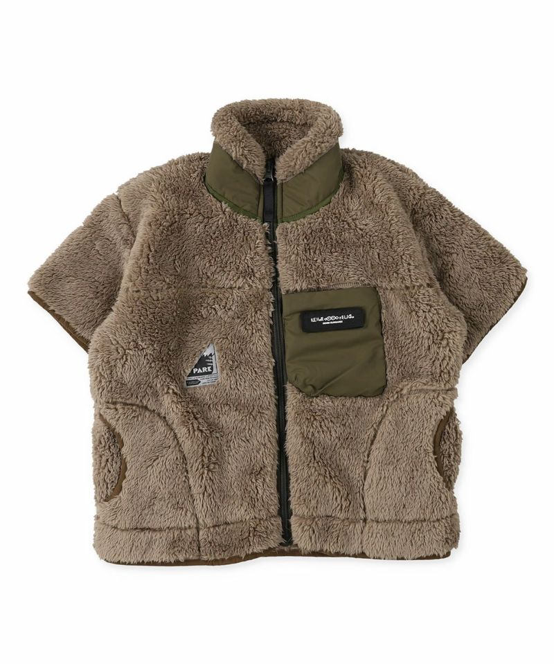 Denim Dungaree Boa Fleece Zip Shortsleeved Jacket - Khaki - 100cm, 120cm