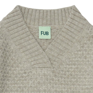 Fub - V-Neck Sweater - Light Beige Melange - 90cm, 100cm, 120cm
