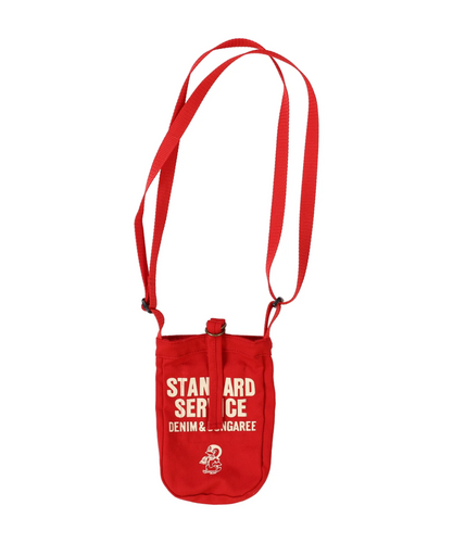 Denim Dungaree Mini Newspaper Bag - Khaki/Red