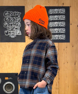 Groovy Colors Wool Plaid Band Collar GRAFFITI shirt - 125cm, 135cm