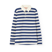 Load image into Gallery viewer, The Animals Observatory Stripes Navy Eel Polo Shirt - 3Y, 4Y, 6Y, 8Y