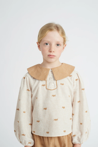 Bebe Organic Olivia Blouse - Alpine Natural Check - 3Y, 4Y, 6Y