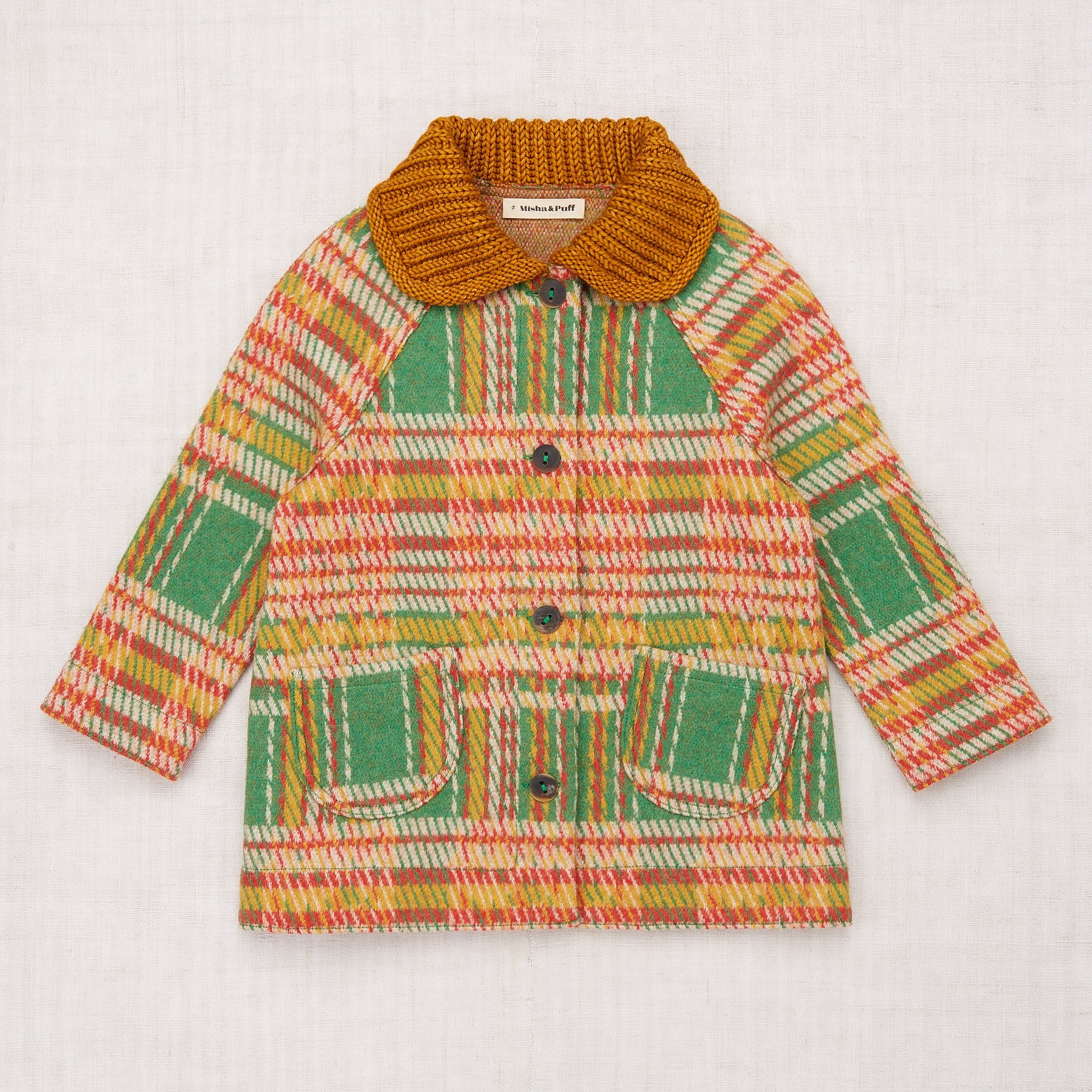 いいネット通販 - 全国送料無料でお届けします Puff & Misha Boiled Plaid Kitchen Green Bottle - Coat Wool コート