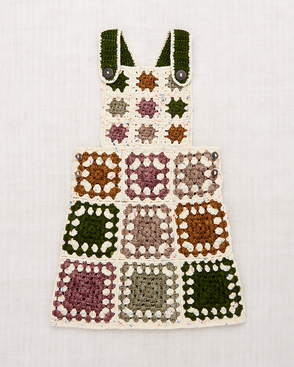【misha&puff】 pinafore パッチワーク 4-5y Misha & Puff Crochet Square Pinafore - Periwinkle - 4Y, 6Y