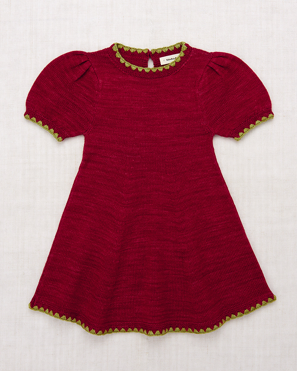 Misha & Puff Crochet Trim Puff Dress - Berry - 4Y, 5Y, 6Y, 8Y