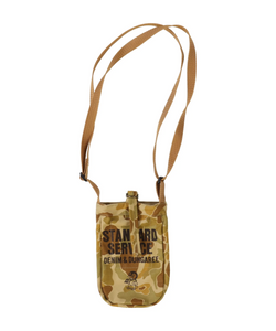 Denim Dungaree Mini Newspaper Bag - Khaki/Red