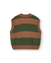 Load image into Gallery viewer, The Animals Observatory Stripes Brown Blowfish Cardigan Vest - 3Y, 4Y, 6Y, 8Y