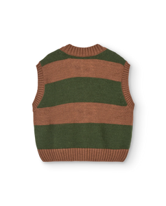 The Animals Observatory Stripes Brown Blowfish Cardigan Vest - 3Y, 4Y, 6Y, 8Y