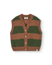Load image into Gallery viewer, The Animals Observatory Stripes Brown Blowfish Cardigan Vest - 3Y, 4Y, 6Y, 8Y