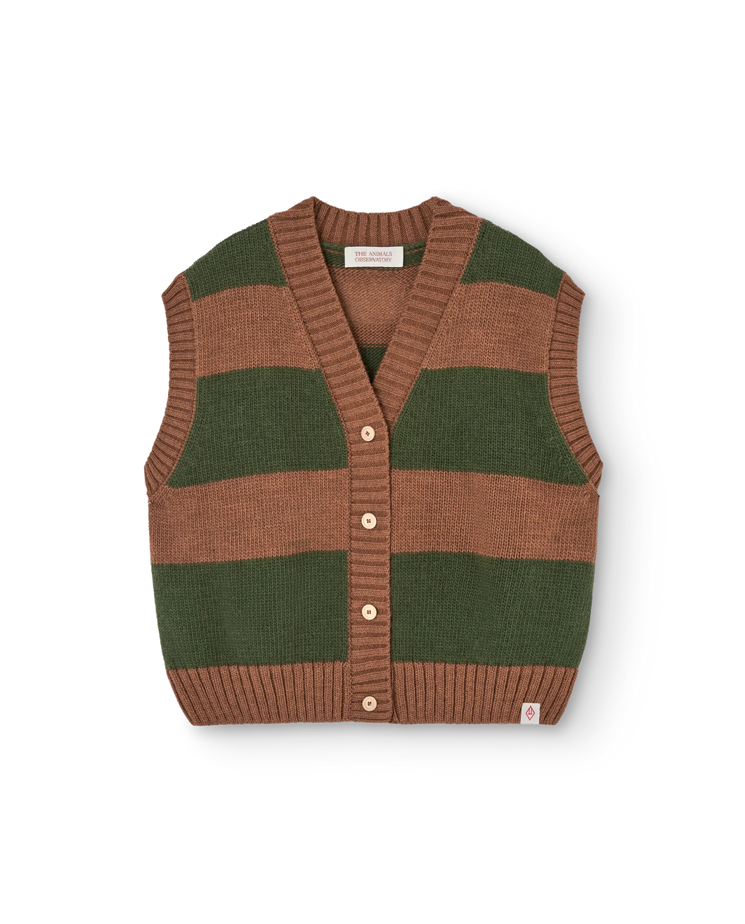 The Animals Observatory Stripes Brown Blowfish Cardigan Vest - 3Y, 4Y, 6Y, 8Y