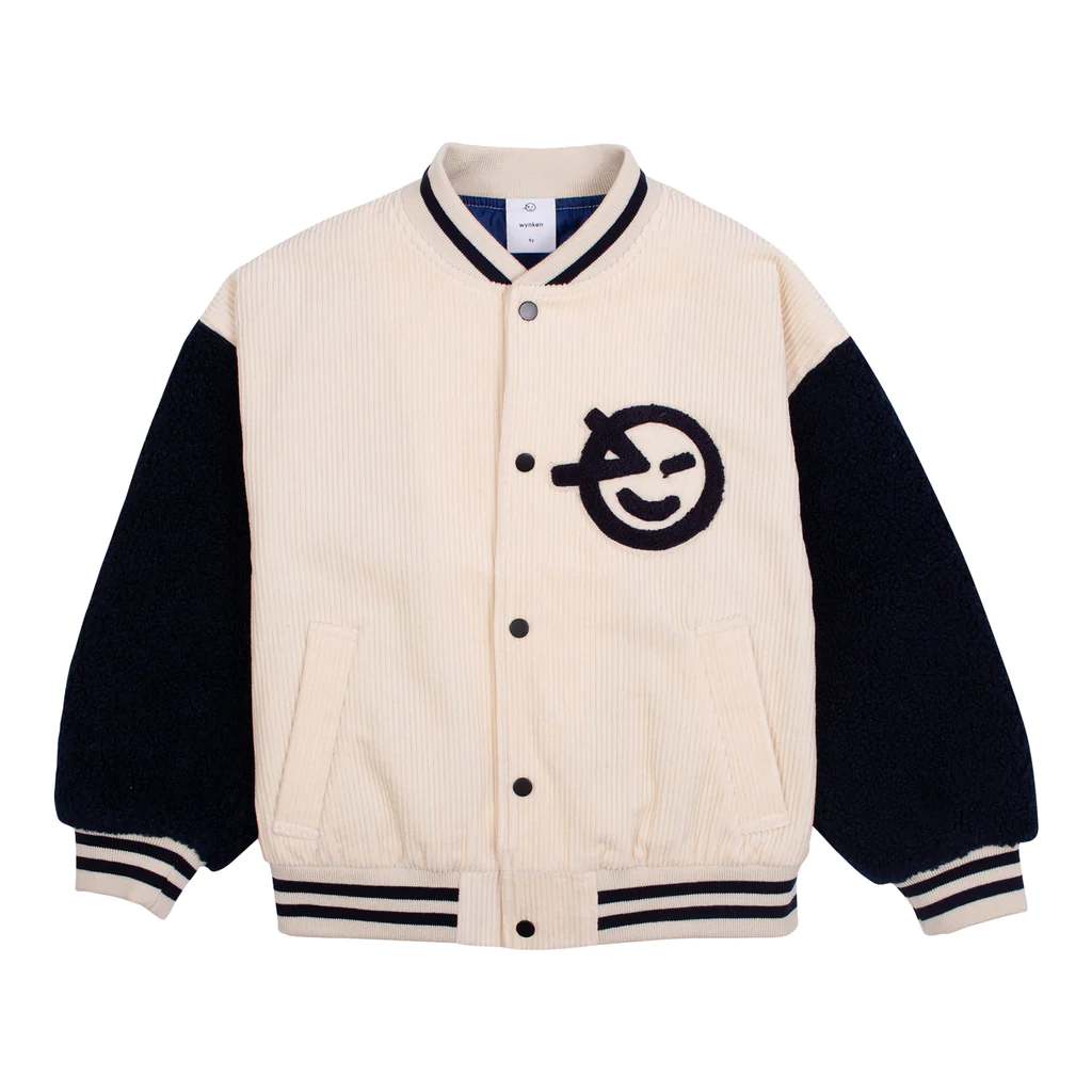 Wynken Lapine Bomber Jacket - Ecru/Navy - 3Y Last One