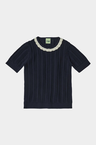 Fub Pointelle T-shirt - Dark Navy - 110cm, 120cm, 130cm