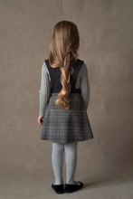 Load image into Gallery viewer, Popelin Mod.43.1 Grey plaid woollen short dress with bib and embroidered straps - Grey Plaid - 3/4Y, 4Y, 5Y, 6Y, 7Y, 8Y