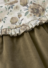 Load image into Gallery viewer, Popelin Mod.41.3 Green velvet dress with floral yoke - Green - 2/3Y, 4Y, 6Y, 8Y