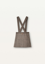 Load image into Gallery viewer, Popelin Mod.30.2 Brown herringbone woollen skirt embroidery with straps - 3/4Y, 4Y, 5Y, 6Y, 7Y, 8Y