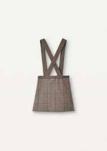 Popelin Mod.30.2 Brown herringbone woollen skirt embroidery with straps - 3/4Y, 4Y, 5Y, 6Y, 7Y, 8Y