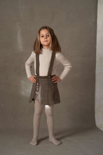 Load image into Gallery viewer, Popelin Mod.30.2 Brown herringbone woollen skirt embroidery with straps - 3/4Y, 4Y, 5Y, 6Y, 7Y, 8Y