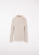 Load image into Gallery viewer, Popelin Mod.25.2 Sand funnel collar ribbed jersey - Sand - 2/3Y, 4/5Y, 6/7Y, 8/9Y