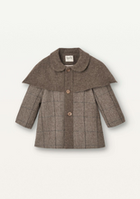 Load image into Gallery viewer, Popelin Mod.51.2 Brown herringbone woollen cape coat - 4Y, 5Y, 6Y