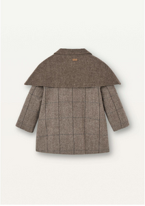 Popelin Mod.51.2 Brown herringbone woollen cape coat - 4Y, 5Y, 6Y