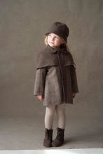 Load image into Gallery viewer, Popelin Mod.51.2 Brown herringbone woollen cape coat - 4Y, 5Y, 6Y