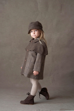 Load image into Gallery viewer, Popelin Mod.51.2 Brown herringbone woollen cape coat - 4Y, 5Y, 6Y