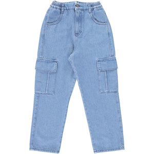 Bebe Organic Fallon Denim Cargo Pants - Wash Blue - 3Y, 4Y, 6Y