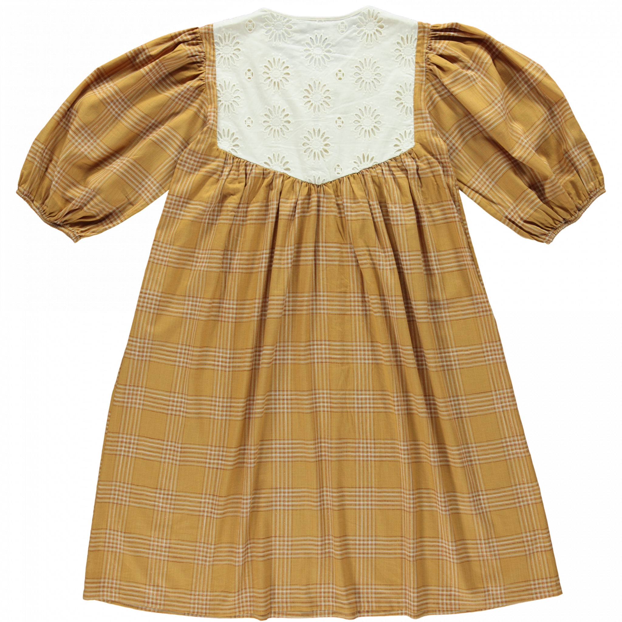 bebe organic yellow dress Bebe Organic Spring Meadow Sophia 3/4 Sleeves Dress Ladida TEX certified fabrics and dyes bug + bean creates thoughtfully designed baby and toddler essentials that simplify parenthood and support everyday adventures Sustainable Baby Clothing & Organic
