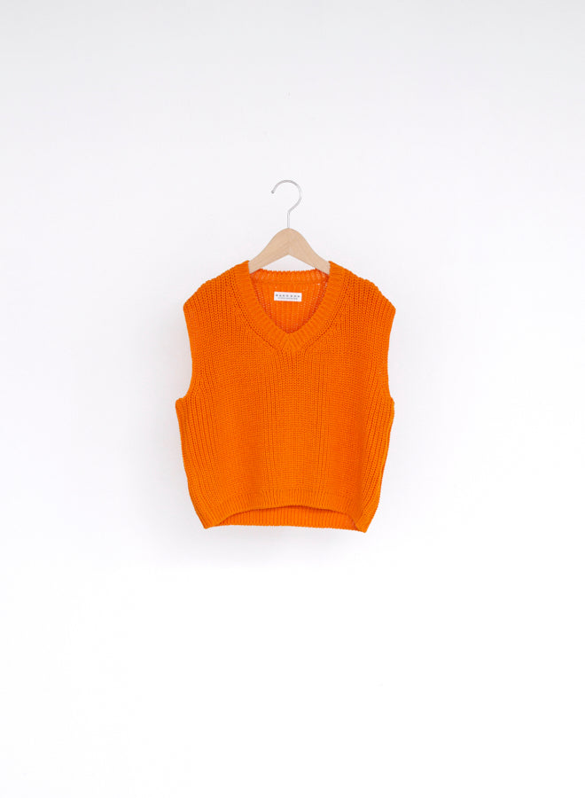 East End Highlanders Oversized Knit Vest - Orange - 100cm, 110cm, 120cm
