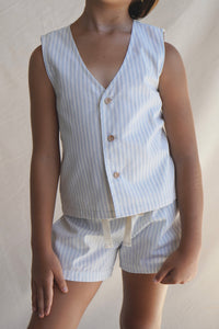 House of Paloma Ludo Vest - Azure Stripe - 3Y, 4Y, 5Y, 6Y, 7Y