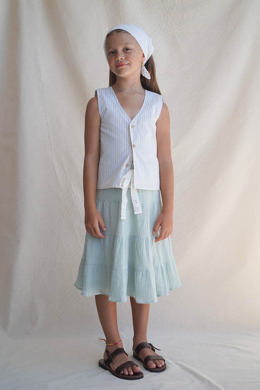 House of Paloma Ludo Vest - Azure Stripe - 3Y, 4Y, 5Y, 6Y, 7Y