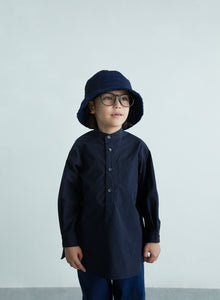 East End Highlanders Banded Collar Shirt - Navy - 110cm, 120cm