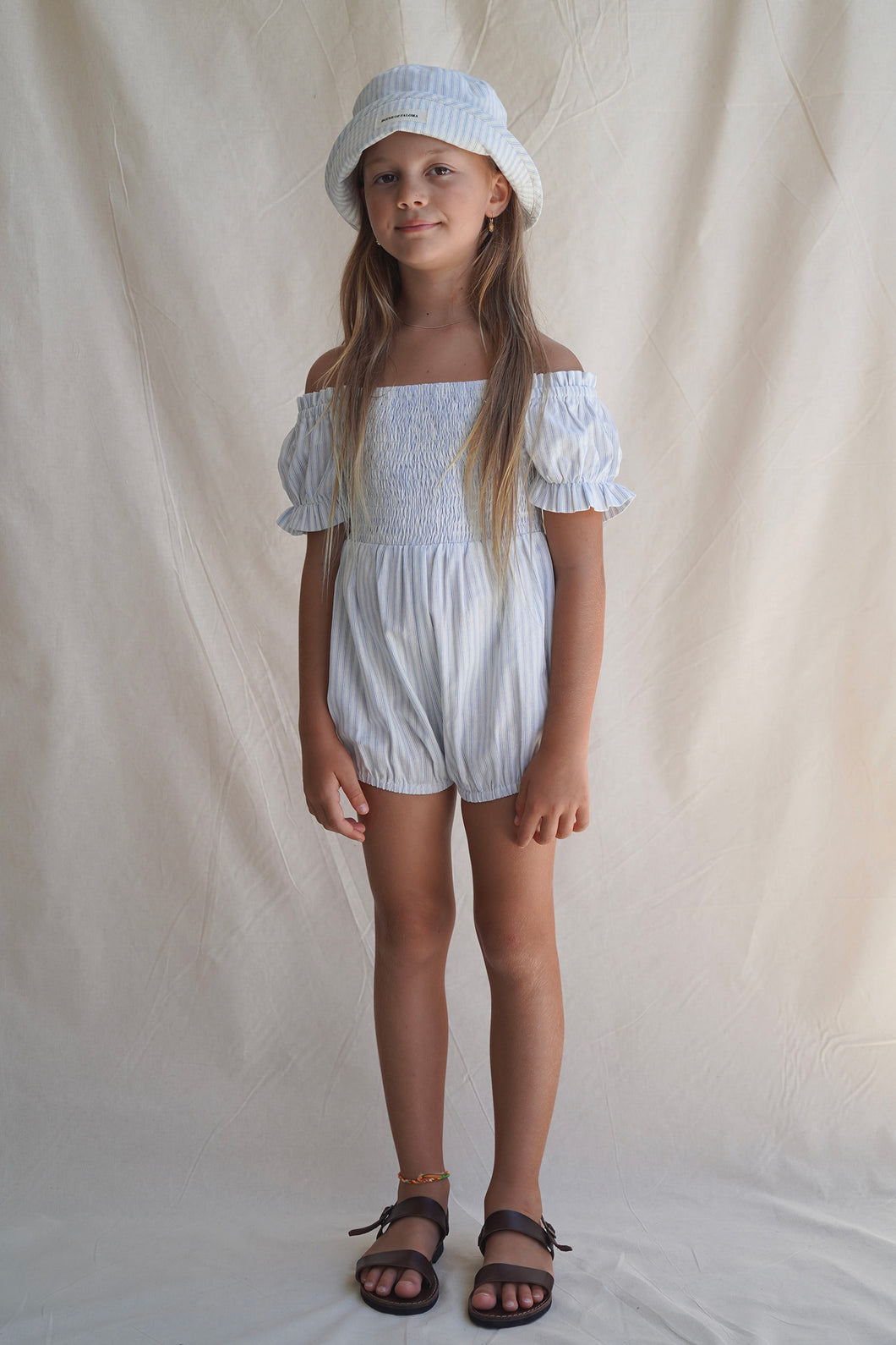 House of Paloma Serafina Playsuit - Azure Stripe - 3Y, 4Y, 5Y, 6Y, 7Y