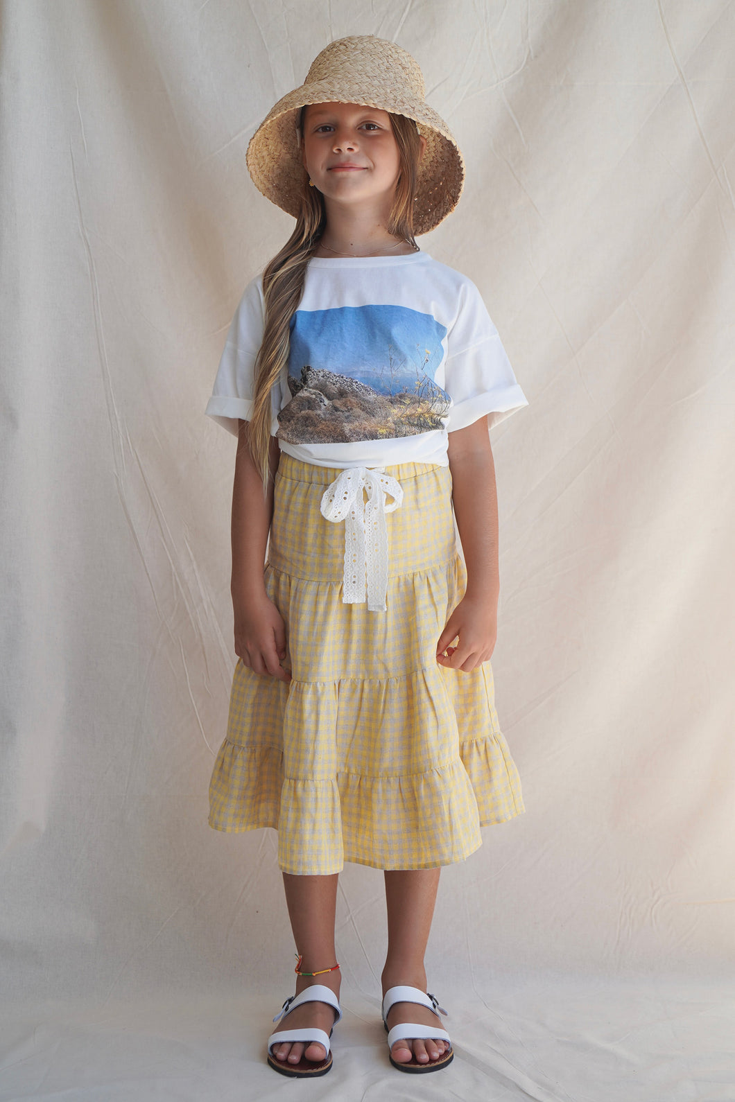 House of Paloma Sophia Skirt - Lemon Vichy - 3Y, 4Y, 5Y, 6Y