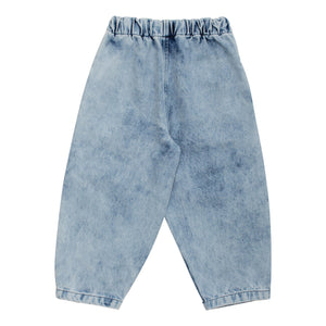 Wynken Drawcord Panel Pants - Mottle Blue Denim - 4Y, 6Y