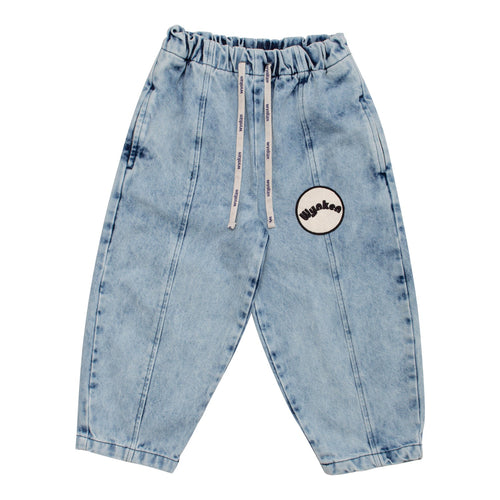 Wynken Drawcord Panel Pants - Mottle Blue Denim - 4Y