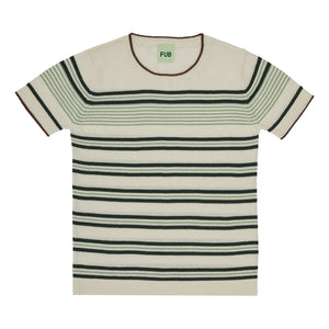 Fub Striped T-shirt - Ecru/Deep green - 120cm Last One