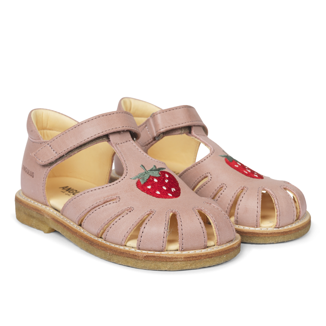 Angulus Sandal with Strawberry Detail and Velcro Closure - 27
