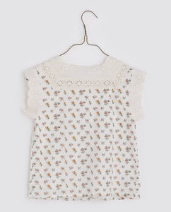 Little Cotton Clothes Clementine Blouse - Rose Bud Floral/Anemone Floral in Blue - 2/3Y, 3/4Y/ 4/5Y/ 5/6Y