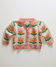 Load image into Gallery viewer, Oeuf Knit Flower Cardigan - Peach/Knit Flower - 2/3Y, 3/4Y
