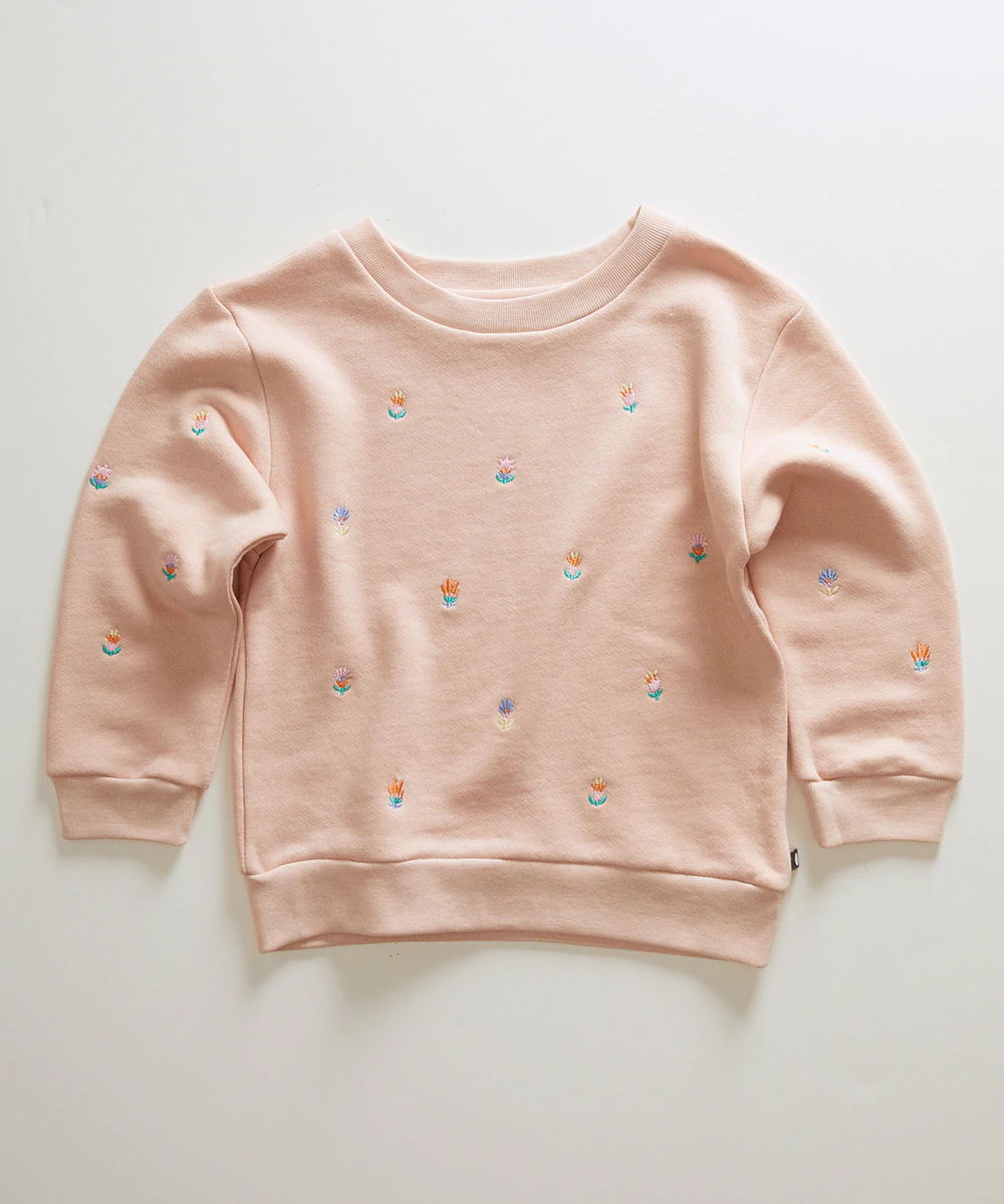 Oeuf Sweatshirt - Warm Blush/Flower - 2/3Y, 3/4Y, 4/5Y, 5/6Y