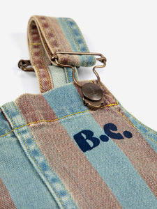 Bobo Choses Vertical Stripes Denim Short Dungaree - 2/3Y, 6/7Y