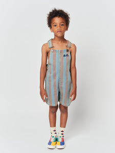 Bobo Choses Vertical Stripes Denim Short Dungaree - 2/3Y, 6/7Y