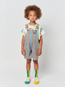 Bobo Choses Vertical Stripes Denim Short Dungaree - 2/3Y, 6/7Y