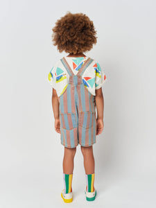 Bobo Choses Vertical Stripes Denim Short Dungaree - 2/3Y, 6/7Y
