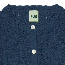 Load image into Gallery viewer, Fub Pointelle Cardigan - Indigo - 90cm, 100cm, 110cm, 120cm