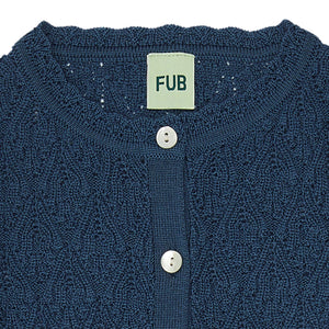 Fub Pointelle Cardigan - Indigo - 90cm, 100cm, 110cm, 120cm