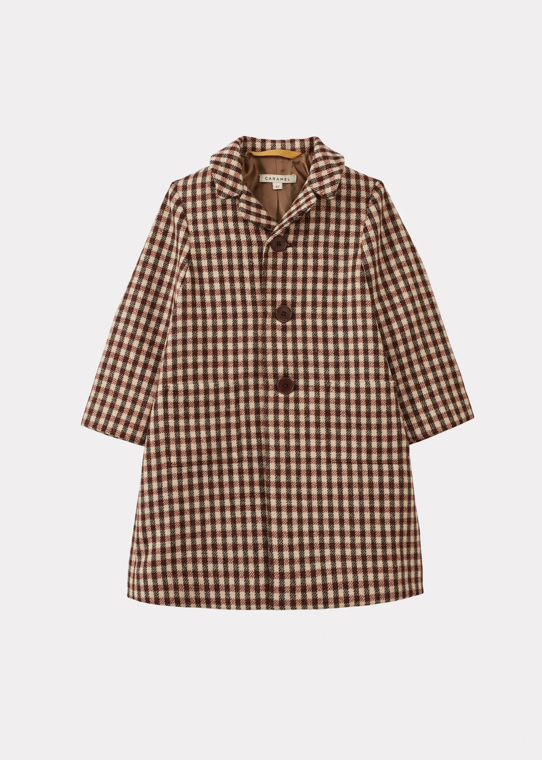 Caramel Danby Coat - Brown/Cream Check - 3Y, 4Y, 6Y